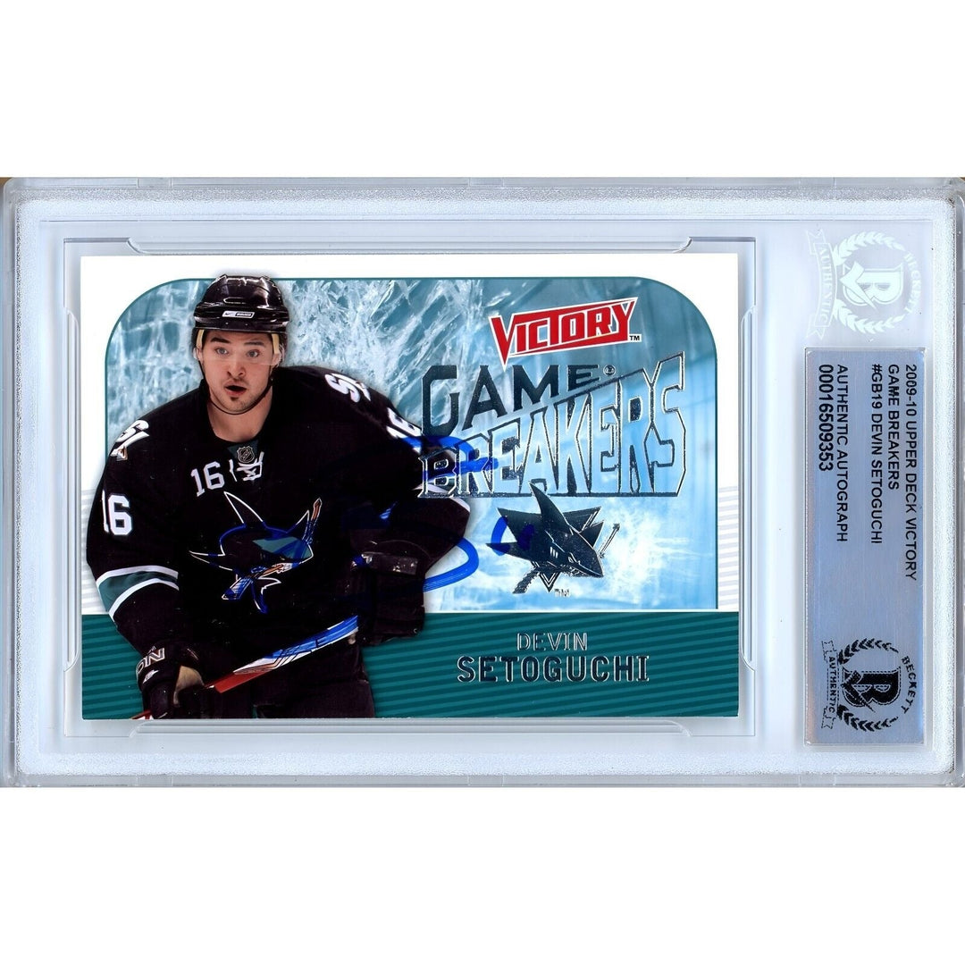 Devin Setoguchi San Jose Sharks Signed 2009-10 Upper Deck Victory BAS Auth Auto Slab