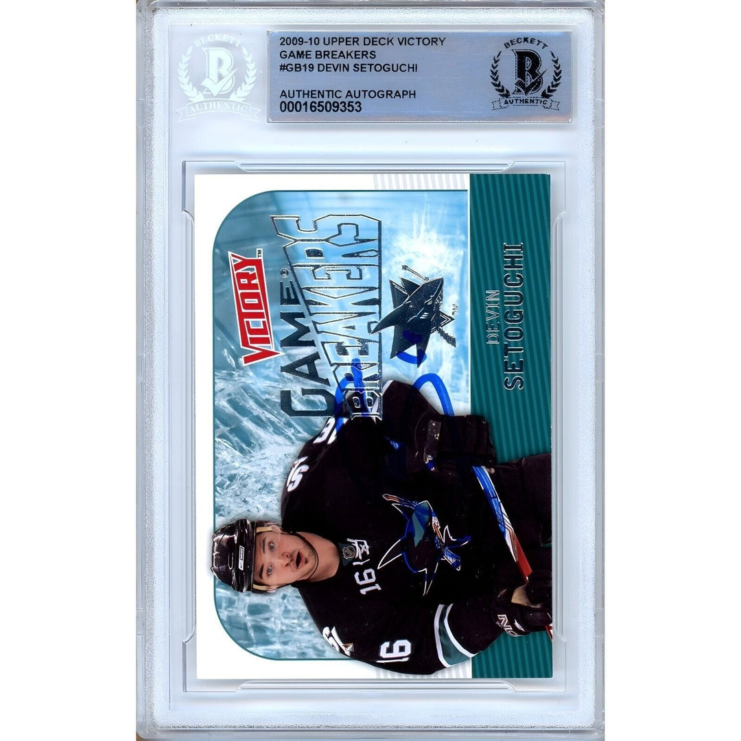 Devin Setoguchi San Jose Sharks Signed 2009-10 Upper Deck Victory BAS Auth Auto Slab