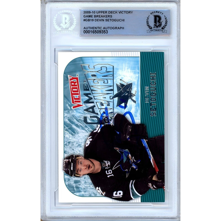 Devin Setoguchi San Jose Sharks Signed 2009-10 Upper Deck Victory BAS Auth Auto Slab