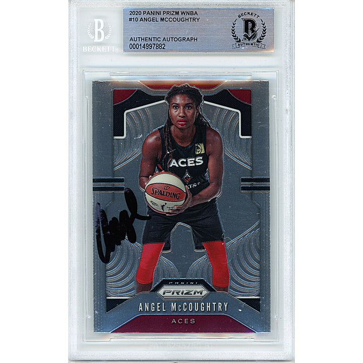 Angel McCoughtry Signed Las Vegas Aces 2020 Panini Prizm WNBA Basketball Card Beckett