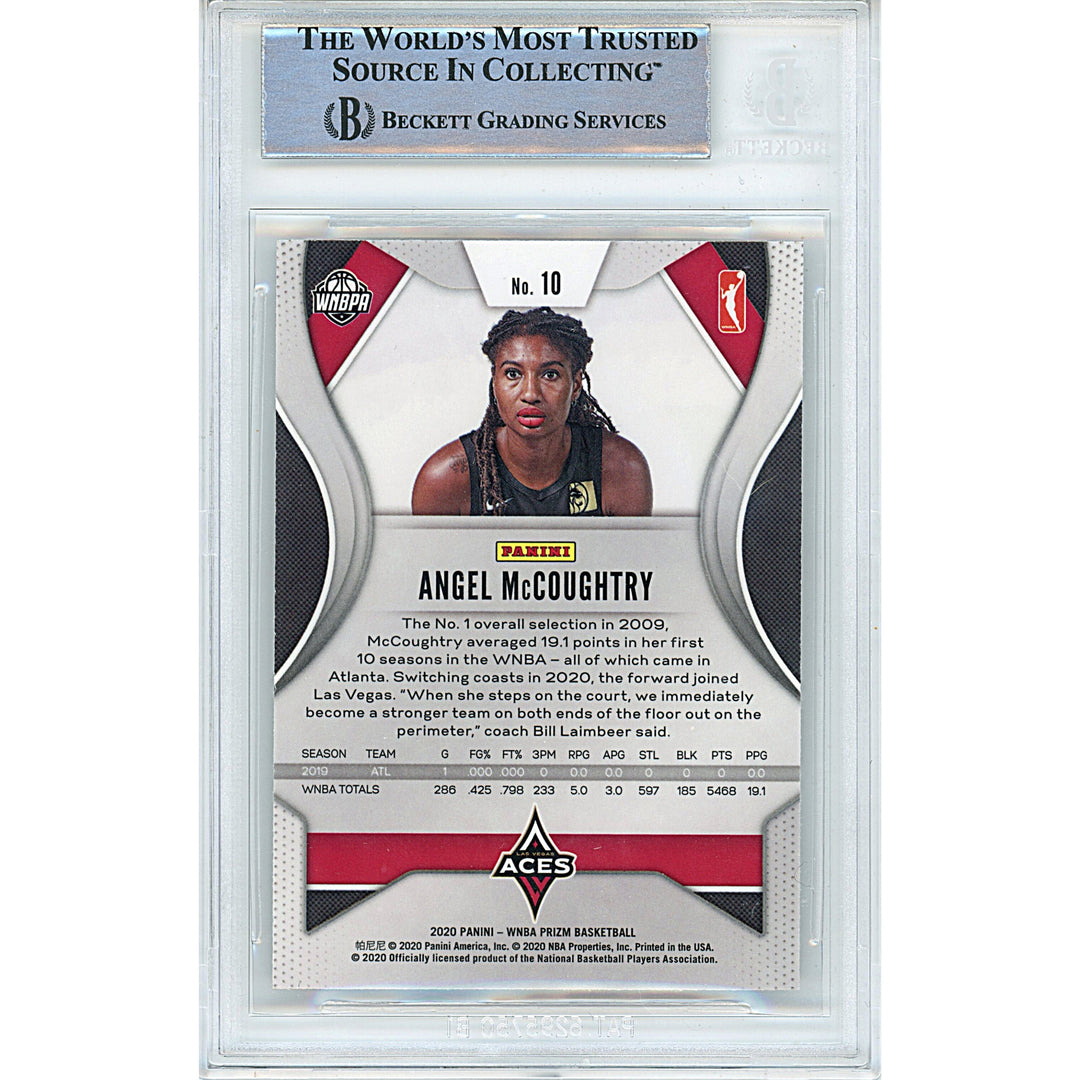Angel McCoughtry Signed Las Vegas Aces 2020 Panini Prizm WNBA Basketball Card Beckett