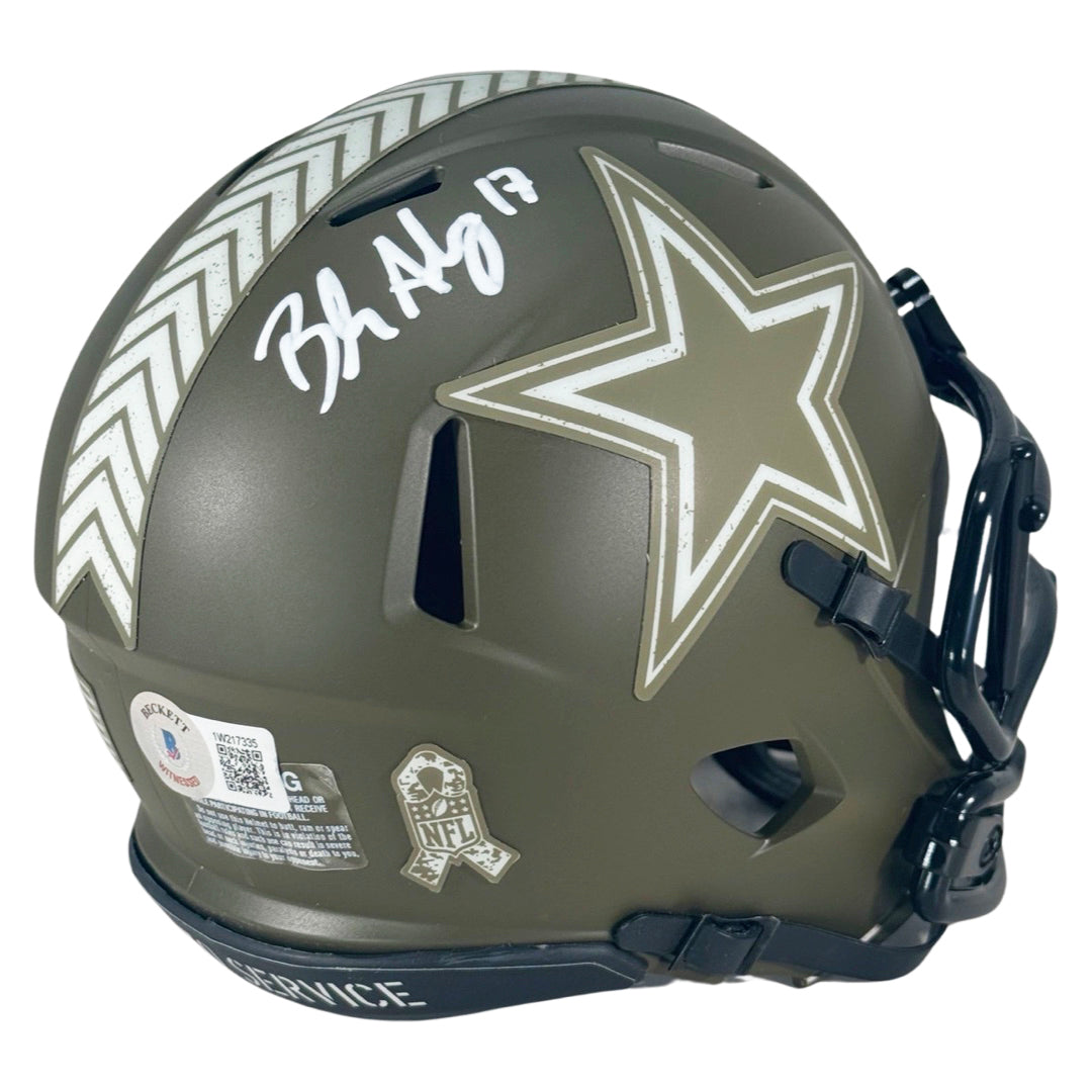 Brandon Aubrey Signed Dallas Cowboys Salute to Service Speed Mini Football Helmet (JSA)