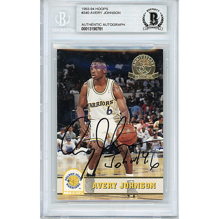Avery Johnson Signed Golden State Warriors 1993-1994 Hoops Gold Basketball Card BAS