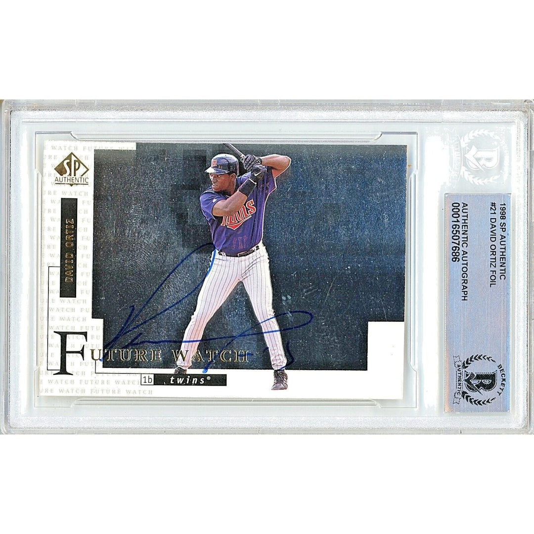 David Ortiz Minnesota Twins Signed 1998 SP Authentic Foil Card Beckett Auth Auto Slab HOF