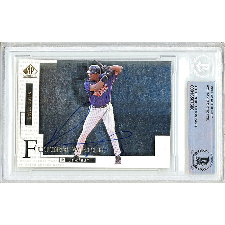 David Ortiz Minnesota Twins Signed 1998 SP Authentic Foil Card Beckett Auth Auto Slab HOF
