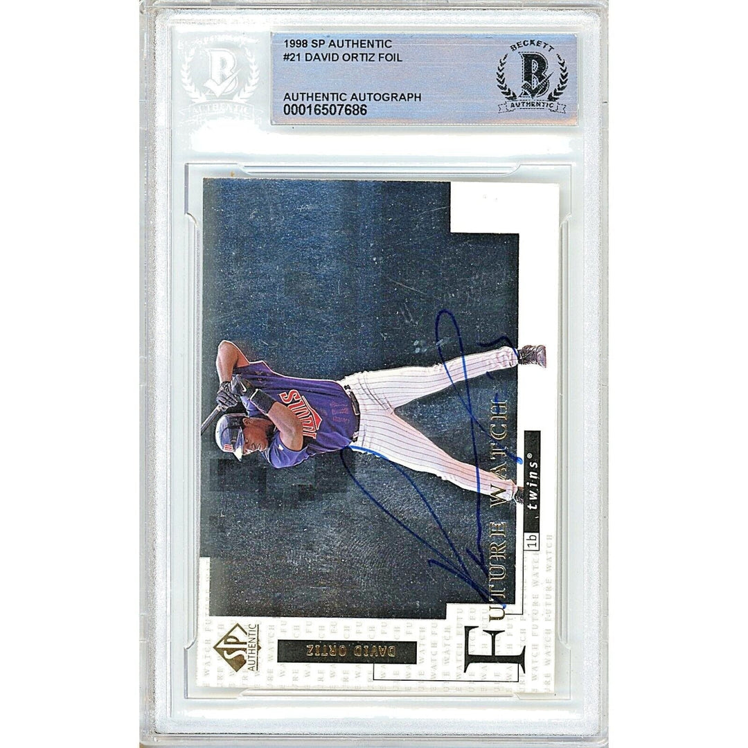 David Ortiz Minnesota Twins Signed 1998 SP Authentic Foil Card Beckett Auth Auto Slab HOF