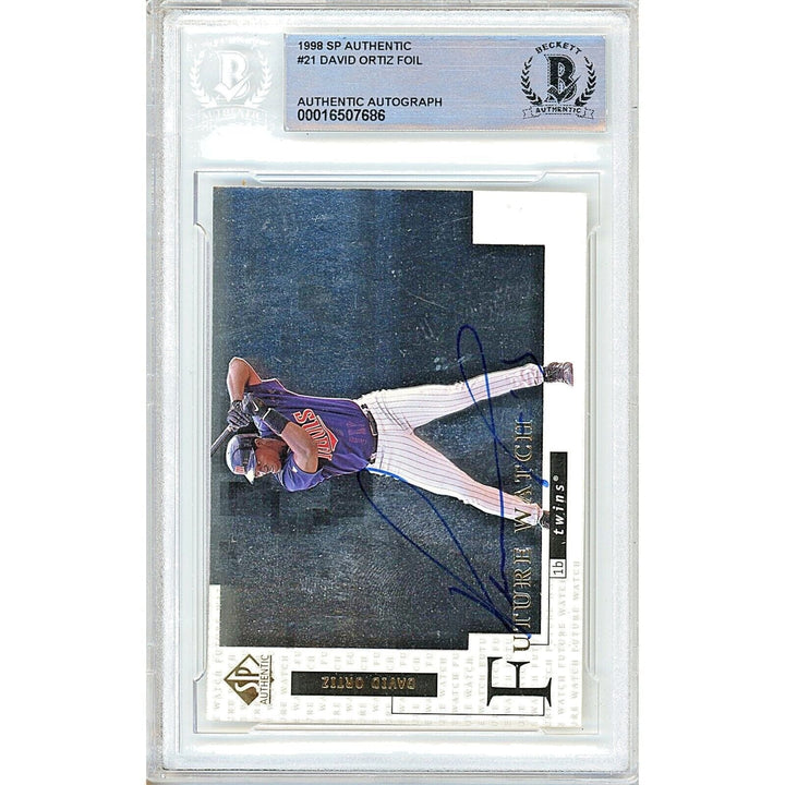 David Ortiz Minnesota Twins Signed 1998 SP Authentic Foil Card Beckett Auth Auto Slab HOF