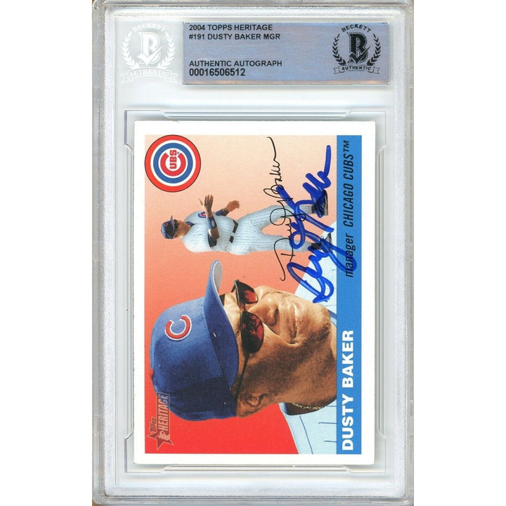 Dusty Baker Chicago Cubs Signed 2004 Topps Heritage Card Beckett Authentic Auto Slab