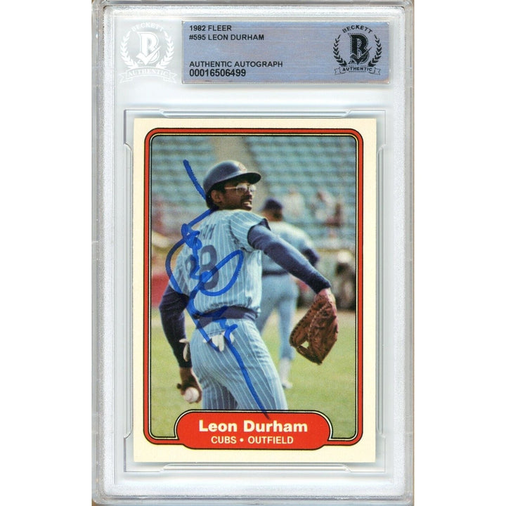 Leon Durham Chicago Cubs Signed 1982 Fleer Baseball Card Beckett Authentic Auto Slab