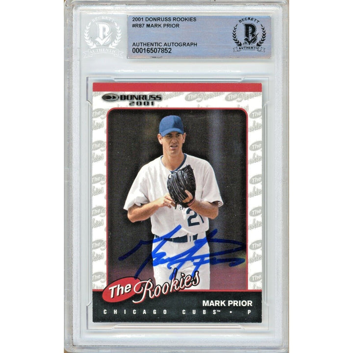Mark Prior Chicago Cubs Signed 2001 Donruss The Rookies Baseball Card Beckett Auth Auto