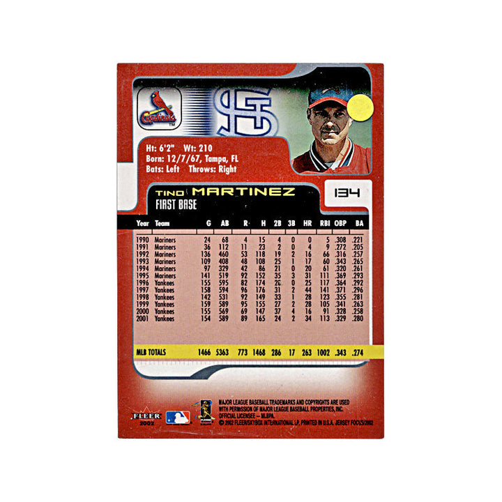2002 Fleer Focus Tino Martinez Autograph Auto Signed Signature Cardinals