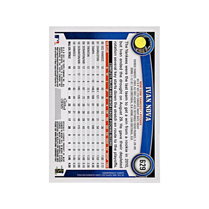 2011 Topps Ivan Nova Autograph Auto Signed Signature New York Yankees