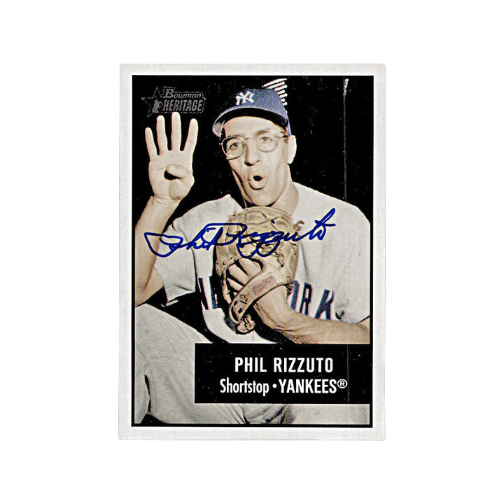 2003 Bowman Heritage 4 Fingers Phil Rizzuto Autograph Steiner Holo on Back Auto