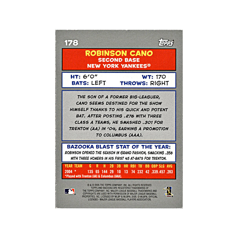 2005 Topps Bazooka Robinson Cano Autograph (Silver Ink On Center) Auto Signed
