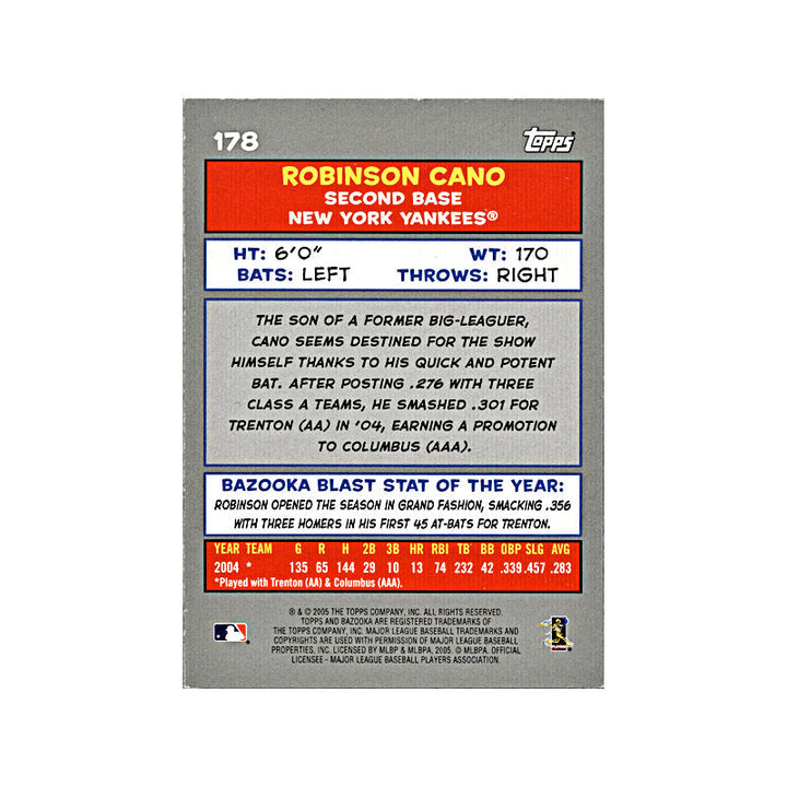 2005 Topps Bazooka Robinson Cano Autograph (Silver Ink On Center) Auto Signed
