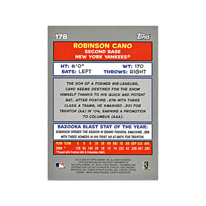 2005 Topps Bazooka Robinson Cano Autograph (Black Ink On Top Edge) Auto Signed