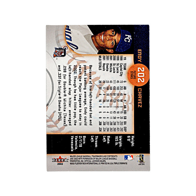 2002 Fleer Triple Crown Endy Chavez Autograph Auto Signed Signature Tigers