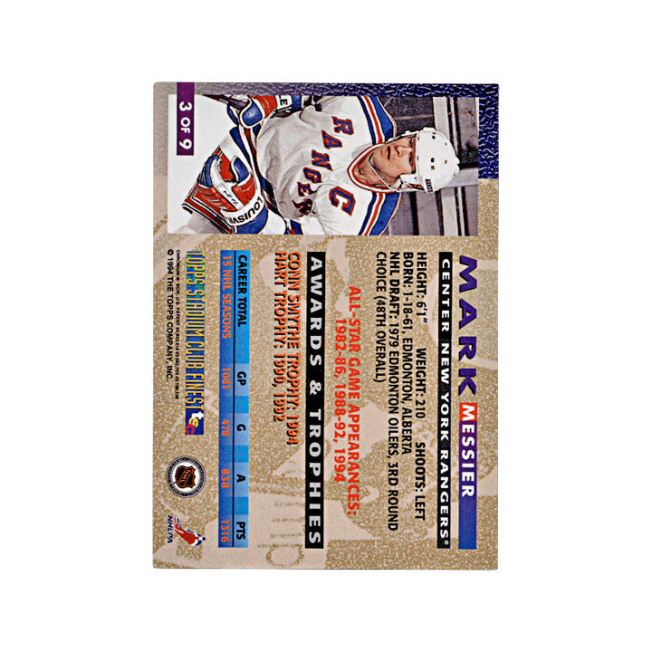 1994 Topps Stadium Club Finest Mark Messier Autograph Auto Signed Signature
