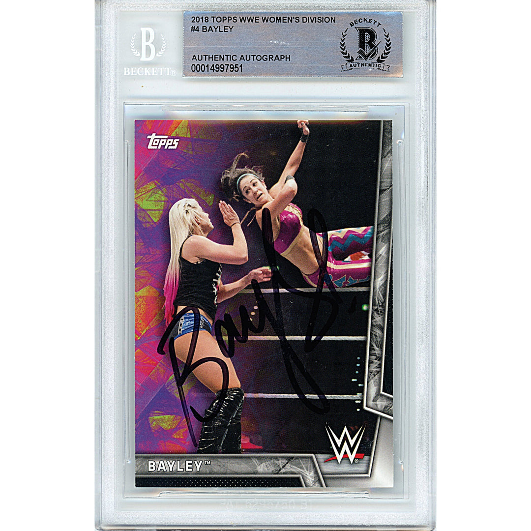 Bayley Signed 2018 Topps WWE Women's Division Wrestling Card Beckett Auth Auto Slab
