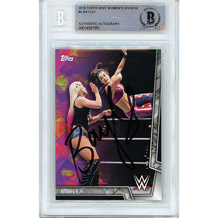 Bayley Signed 2018 Topps WWE Women's Division Wrestling Card Beckett Auth Auto Slab