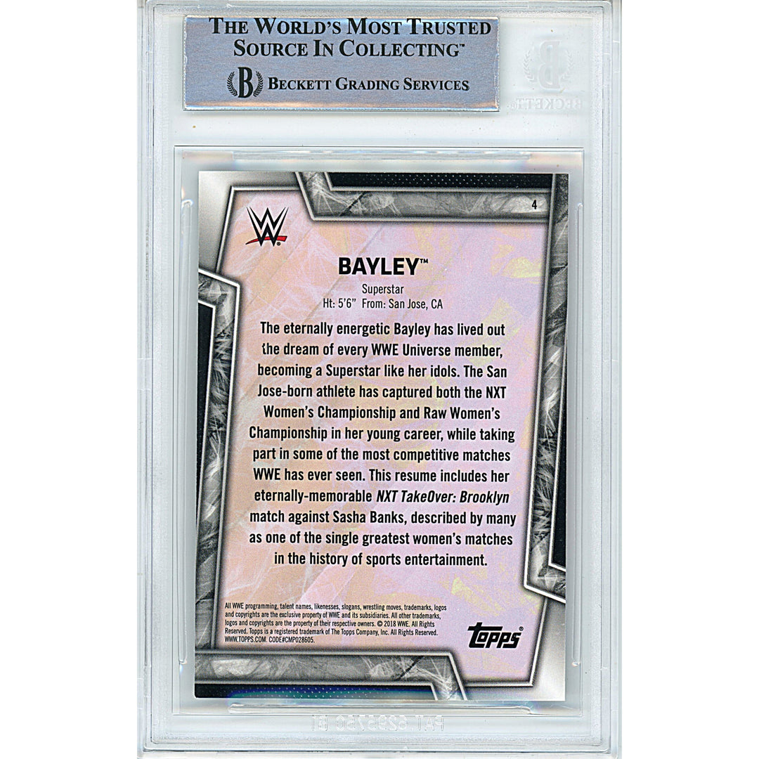 Bayley Signed 2018 Topps WWE Women's Division Wrestling Card Beckett Auth Auto Slab