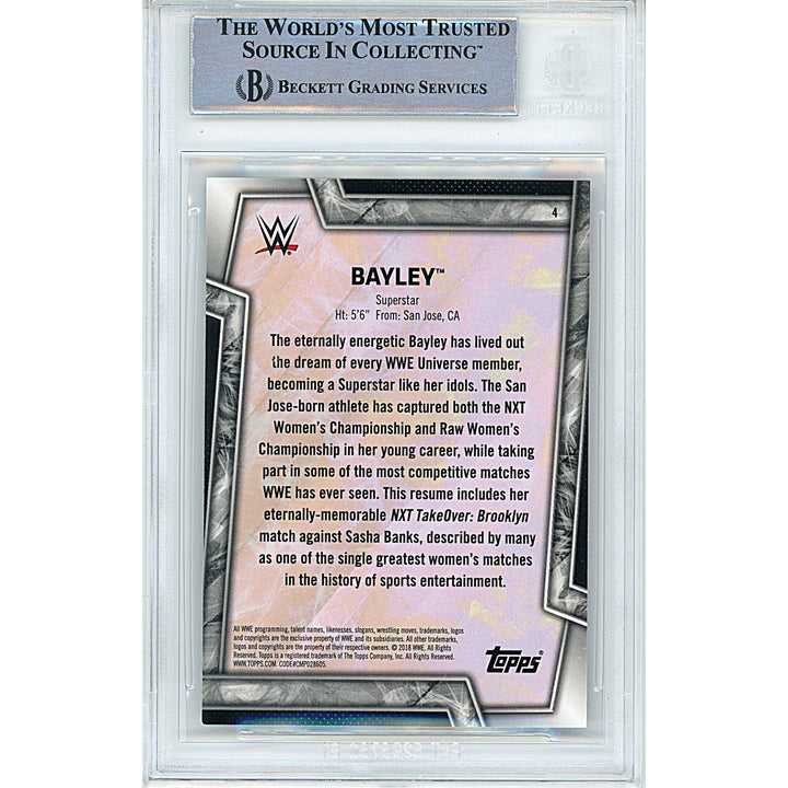 Bayley Signed 2018 Topps WWE Women's Division Wrestling Card Beckett Auth Auto Slab