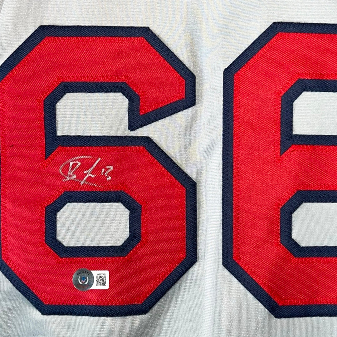 Brayan Bello Signed Boston Grey Baseball Jersey Silver Ink (Beckett)