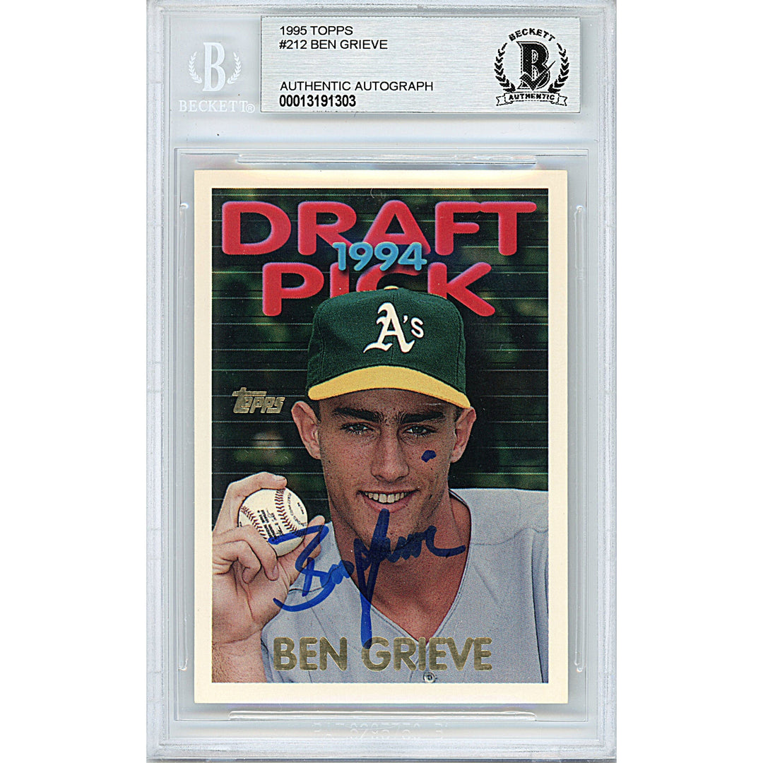 Ben Grieve Oakland Athletics Signed 1995 Topps Rookie Baseball Card Beckett Auth Auto