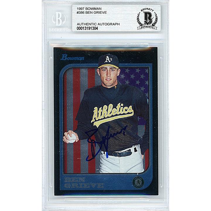 Ben Grieve Autographed Oakland Athletics A's 1997 Bowman Baseball Card Beckett