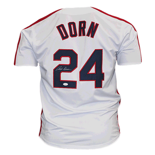 Corbin Bernsen Autographed Baseball Jersey Major League The Movie "Dorn" (JSA)