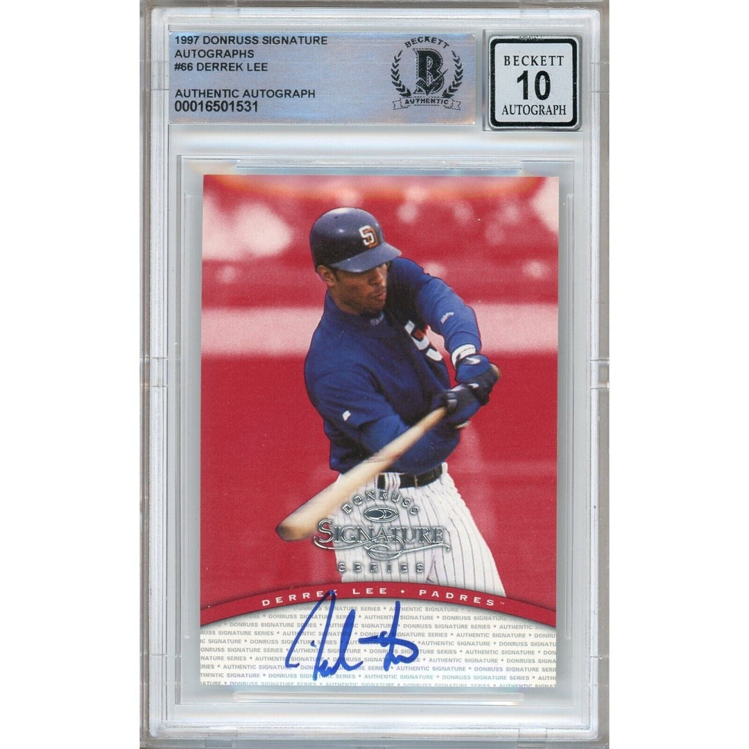 Derrek Lee San Diego Padres Signed 1997 Donruss Signature Autographs BGS Auto 10 Slab