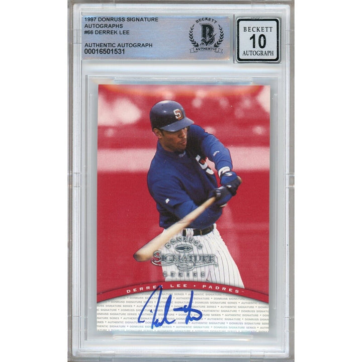 Derrek Lee San Diego Padres Signed 1997 Donruss Signature Autographs BGS Auto 10 Slab