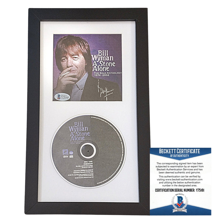 Bill Wyman Signed A Stone Alone CD Cover Framed Wall Display Beckett - The Rolling Stones