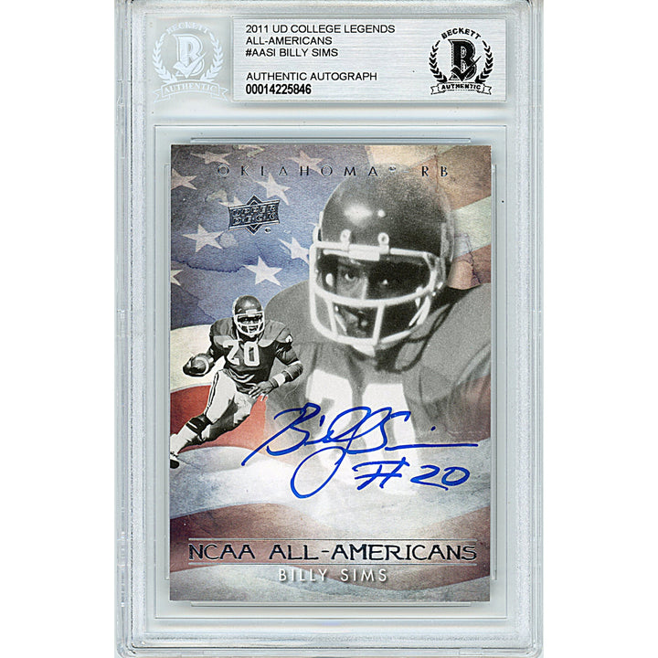 Billy Sims Signed OU Sooners 2011 College Legends Football Card Beckett Auth Auto Slab