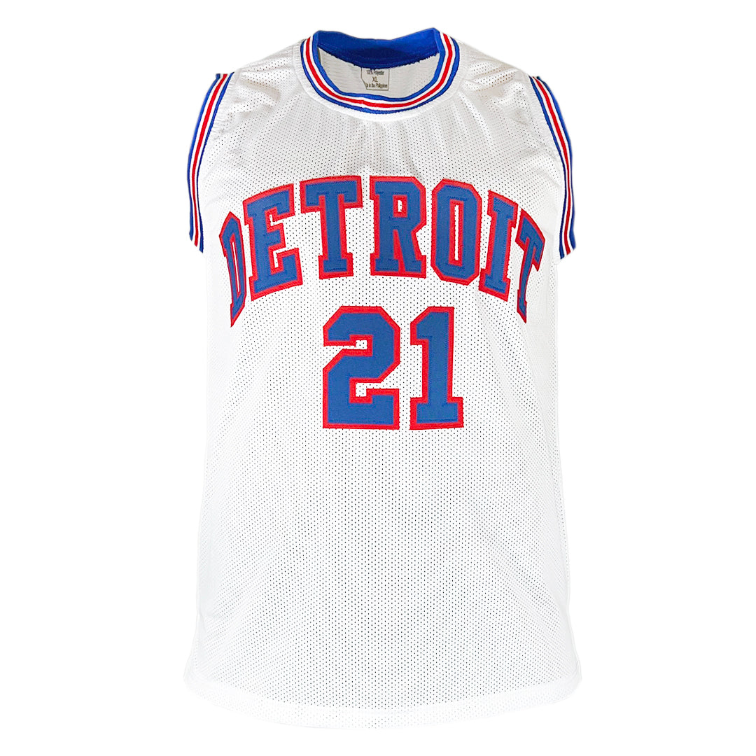 David Bing Signed HOF 1991 Inscription Detroit White Basketball Jersey (JSA)