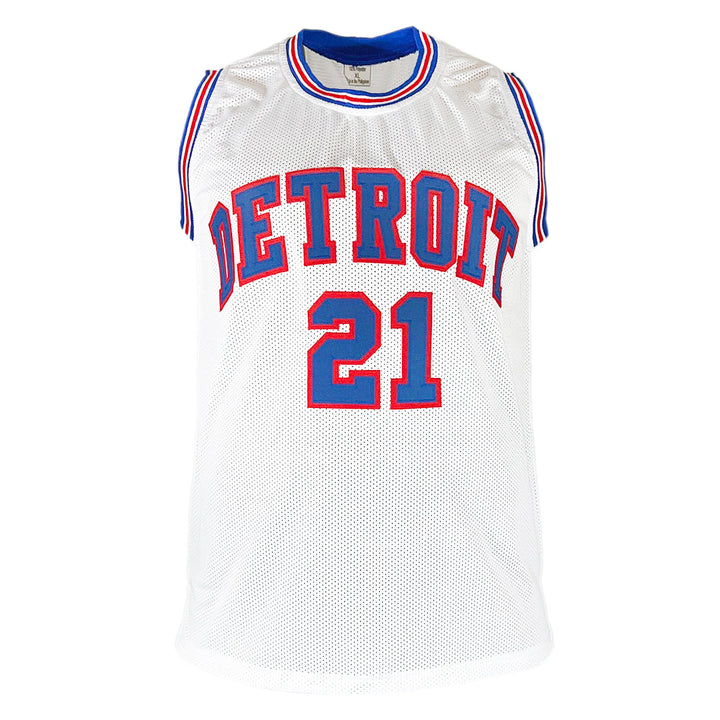 David Bing Signed HOF 1991 Inscription Detroit White Basketball Jersey (JSA)