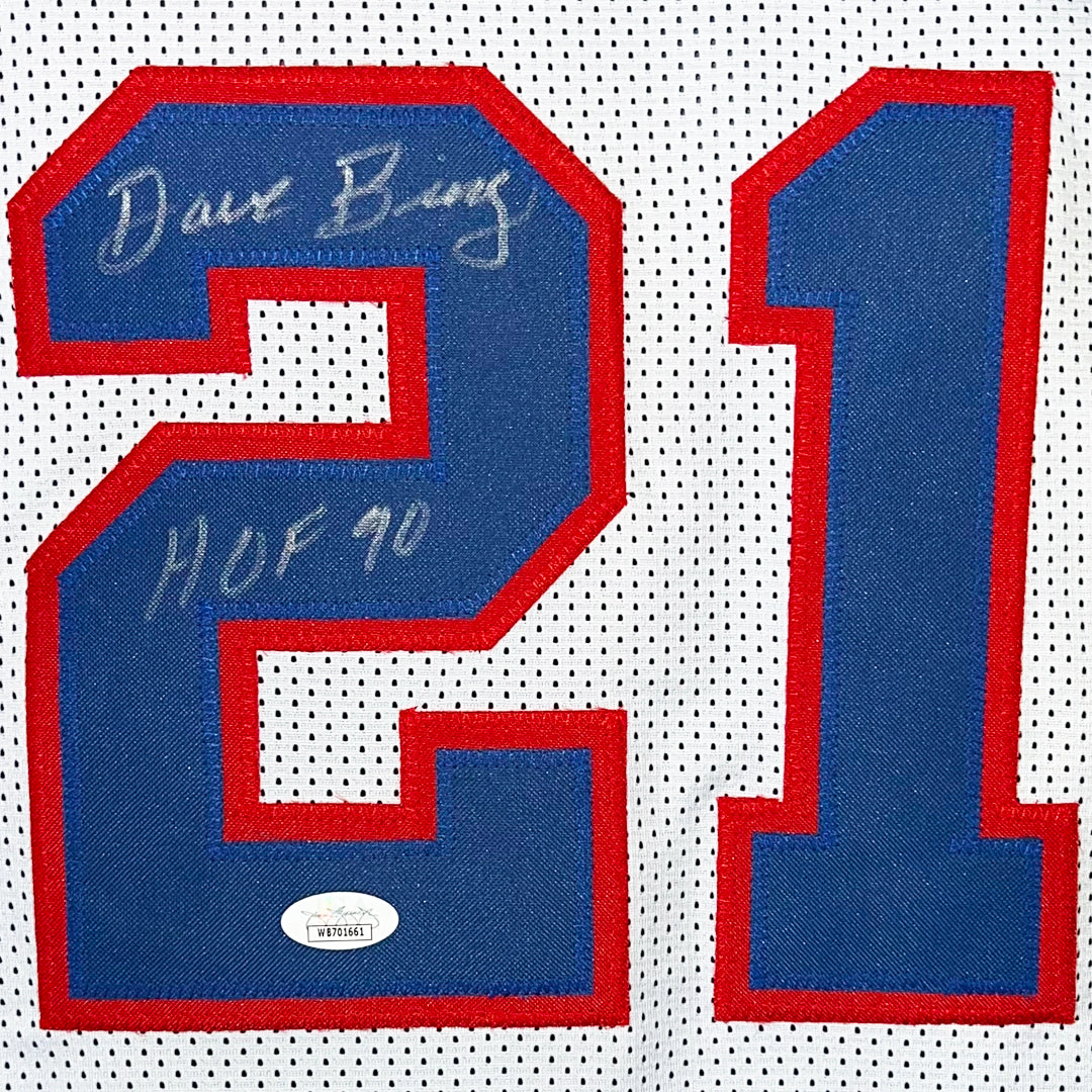 David Bing Signed HOF 1991 Inscription Detroit White Basketball Jersey (JSA)