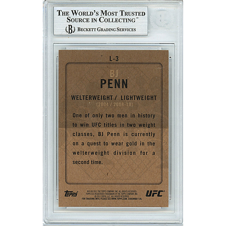 BJ Penn Autographed 2011 Topps UFC Title Shot MMA Trading Card Beckett Auth Auto Slab