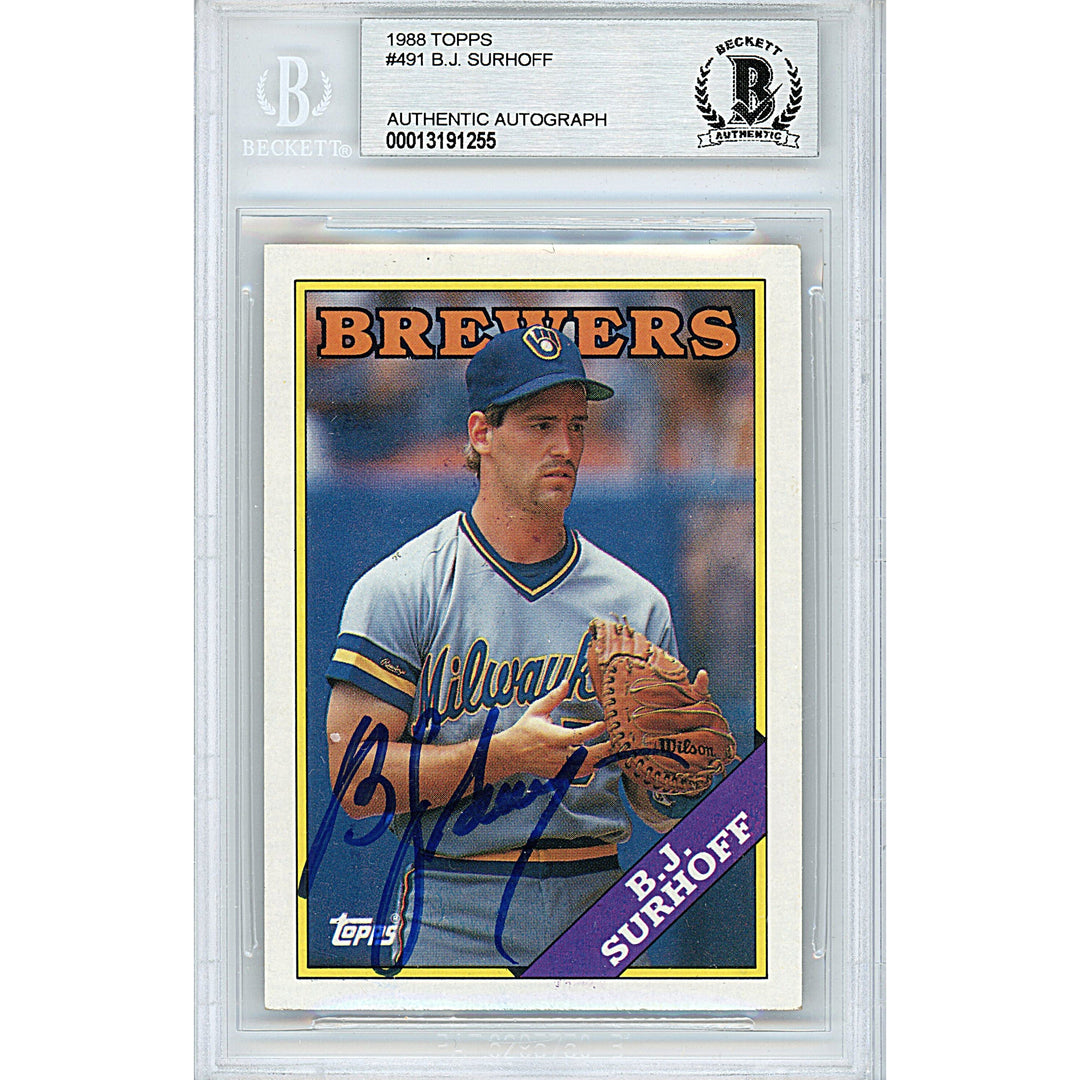 BJ Surhoff Autographed Milwaukee Brewers 1988 Topps Baseball Card Beckett Auth Auto