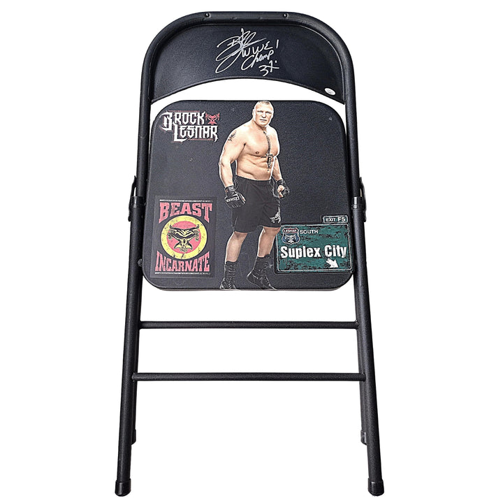 Brock Lesnar Signed Full Size Steel Metal Wrestling Chair WWE UFC JSA Authentic Auto Cert