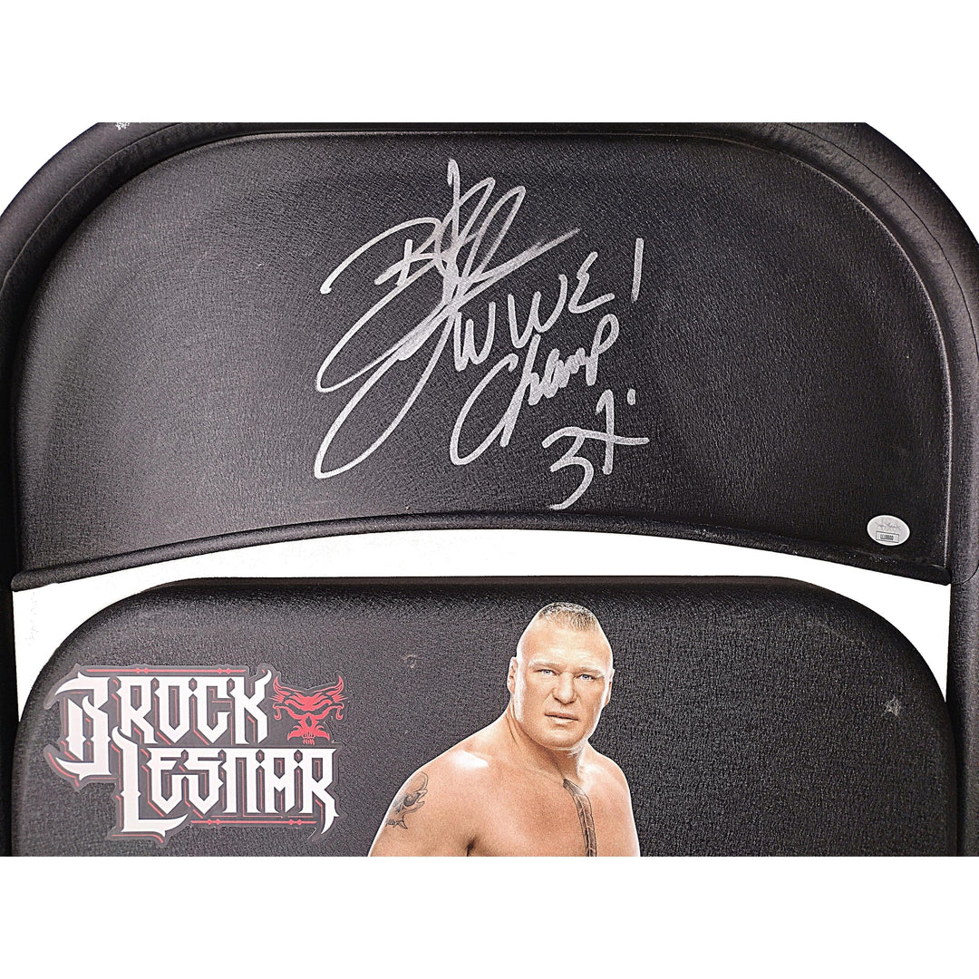 Brock Lesnar Signed Full Size Steel Metal Wrestling Chair WWE UFC JSA Authentic Auto Cert