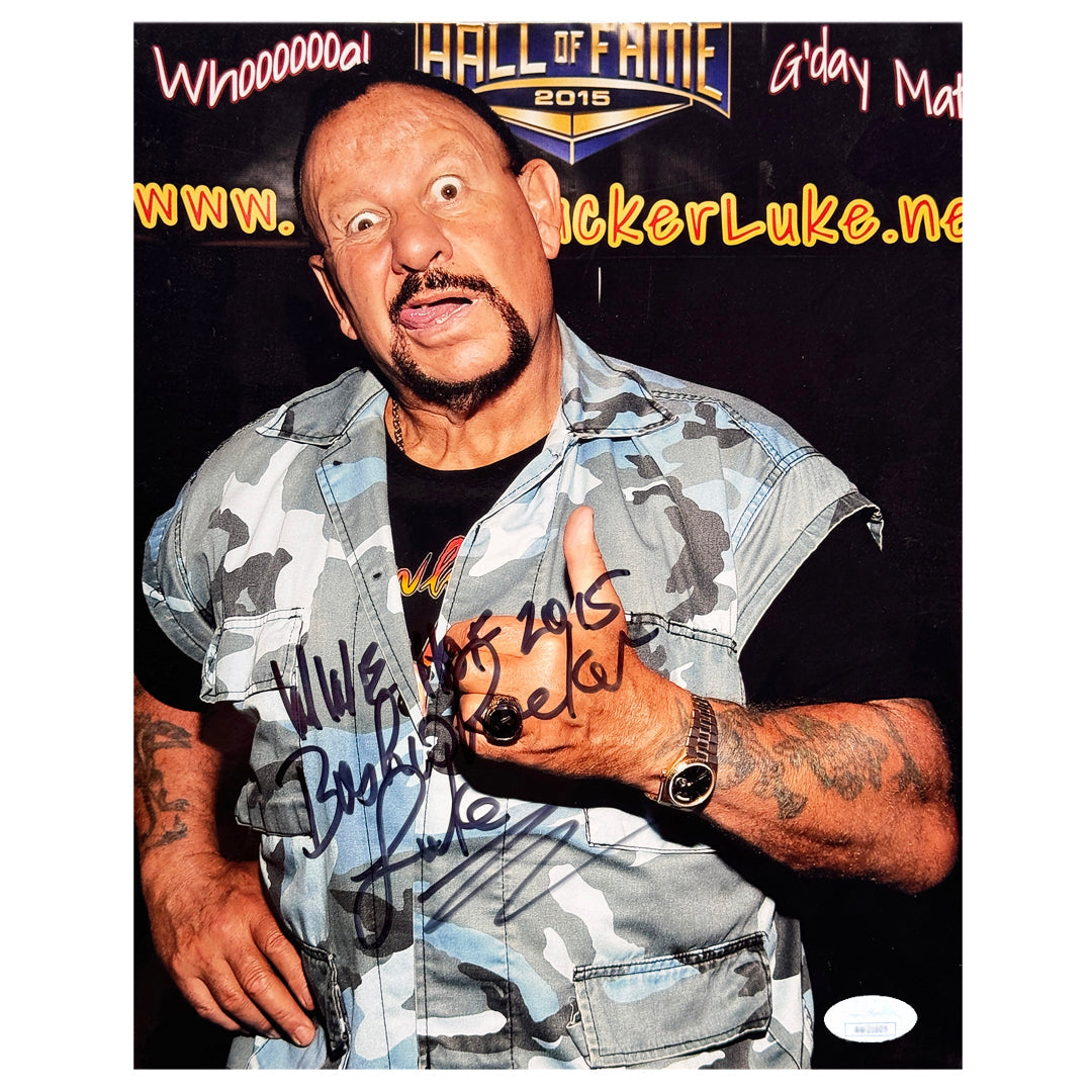 Bushwacker Luke Signed WWE HOF 2015 Inscription Pose 10 Wrestling Photo (JSA)