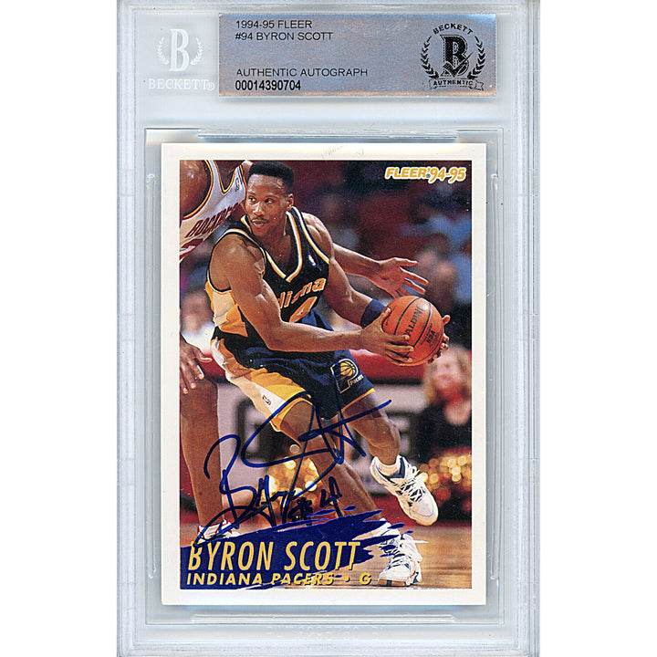 Byron Scott Signed Indiana Pacers 1994-95 NBA Fleer Basketball Card Beckett Auth Auto Slab