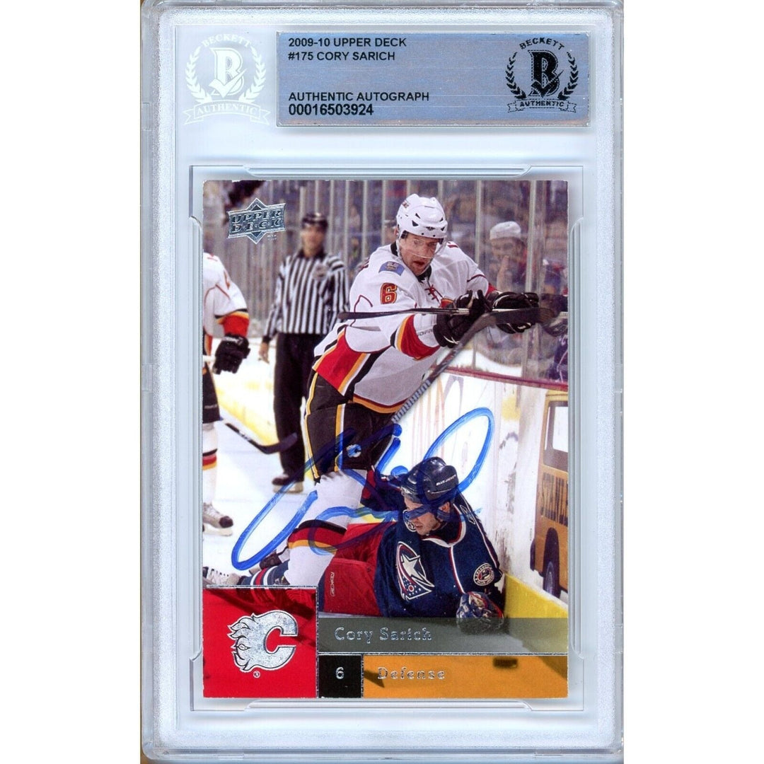 Cory Sarich Calgary Flames Signed 2009-10 Upper Deck Hockey Card BAS Auth Auto Slab