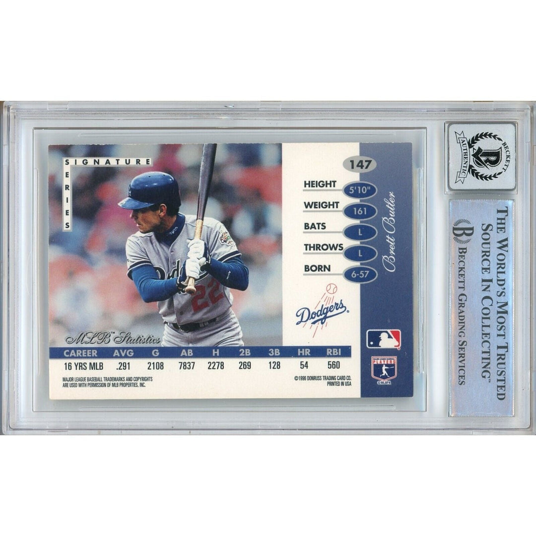 Brett Butler LA Dodgers Signed 1996 Leaf Signature Card BAS BGS Auto 10 Graded Slab