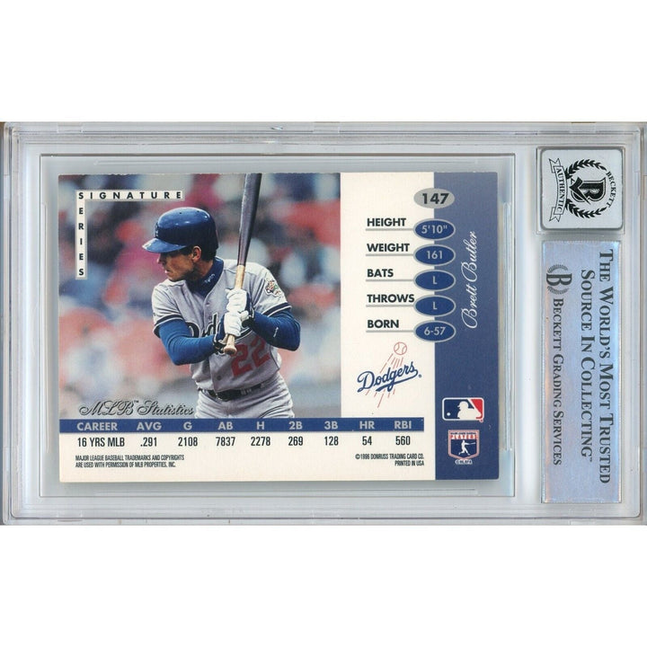 Brett Butler LA Dodgers Signed 1996 Leaf Signature Card BAS BGS Auto 10 Graded Slab