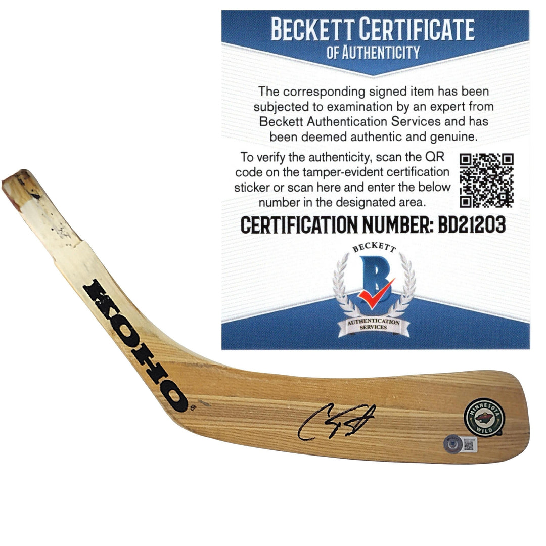Cam Talbot Signed Minnesota Wild Hockey Stick Blade, Proof Photo, Beckett Authentic COA