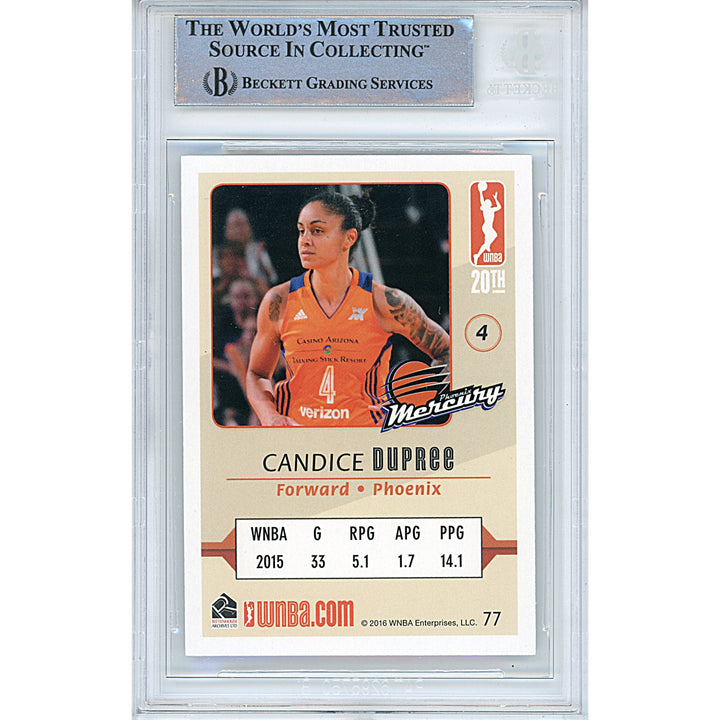 Candice Dupree Autographed Phoenix Mercury 2016 WNBA Basketball Card Beckett Slab