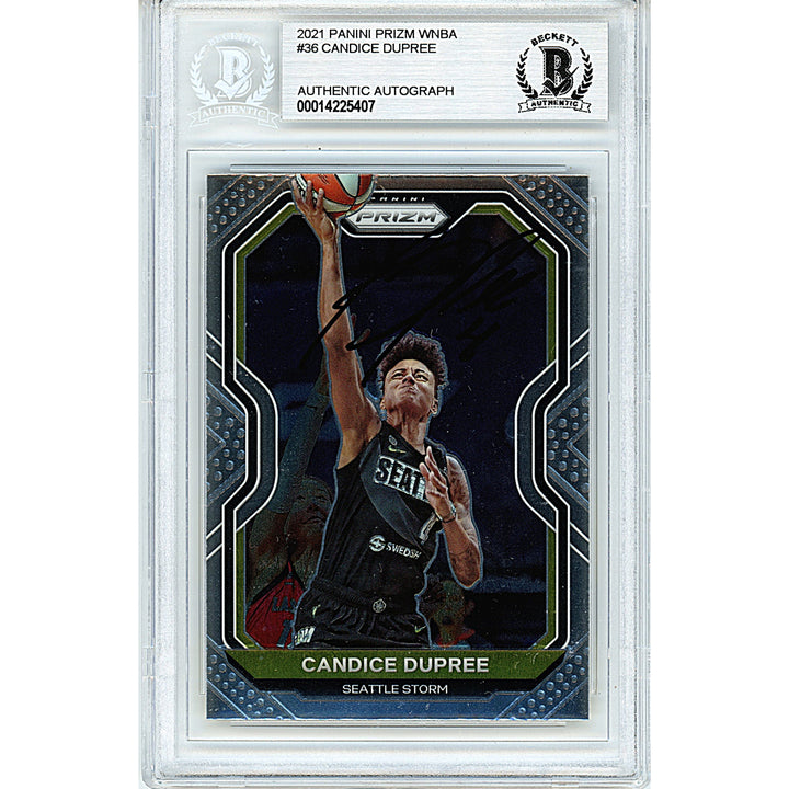 Candice Dupree Signed Seattle Storm 2021 Panini Prizm WNBA Basketball Card Beckett Slab