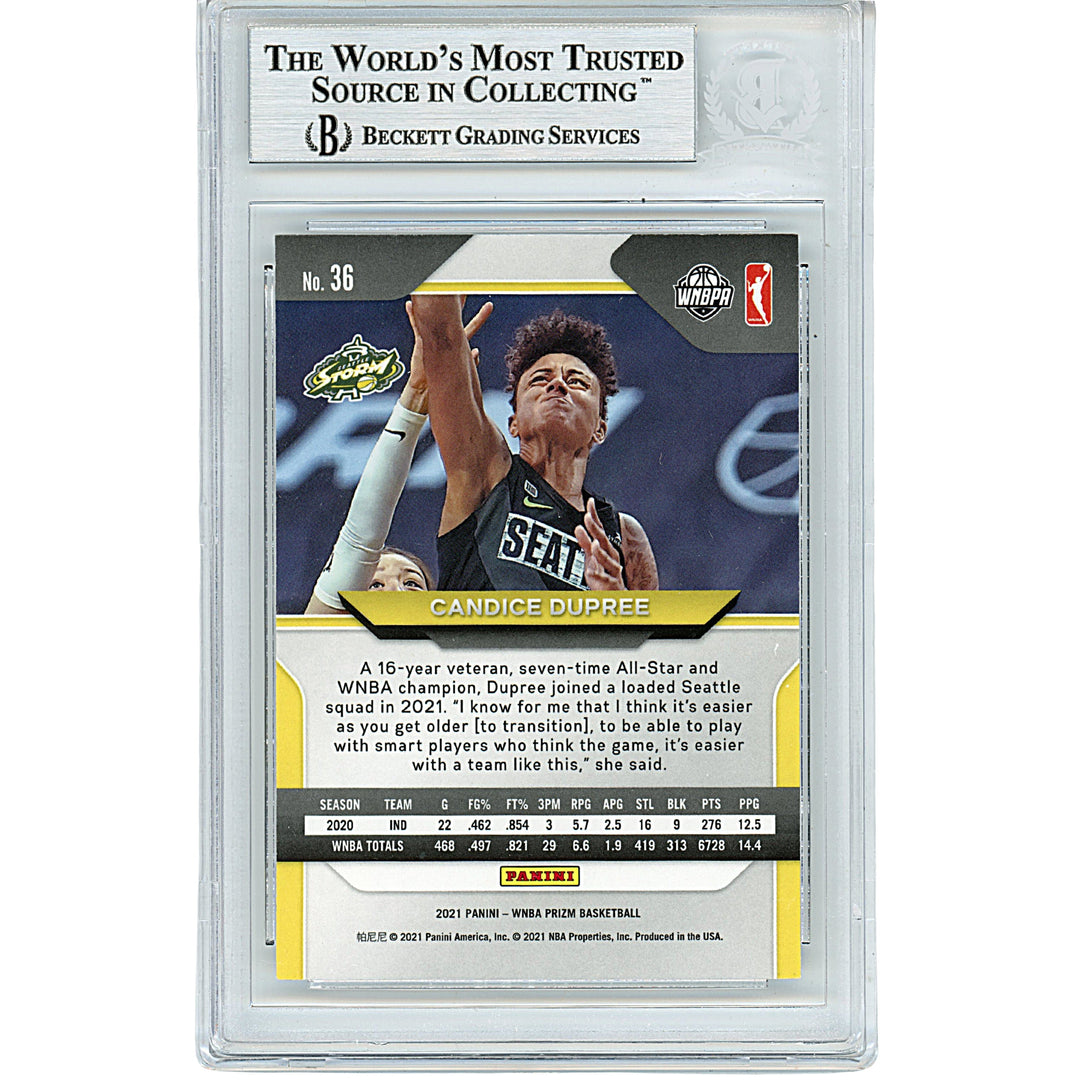 Candice Dupree Signed Seattle Storm 2021 Panini Prizm WNBA Basketball Card Beckett Slab